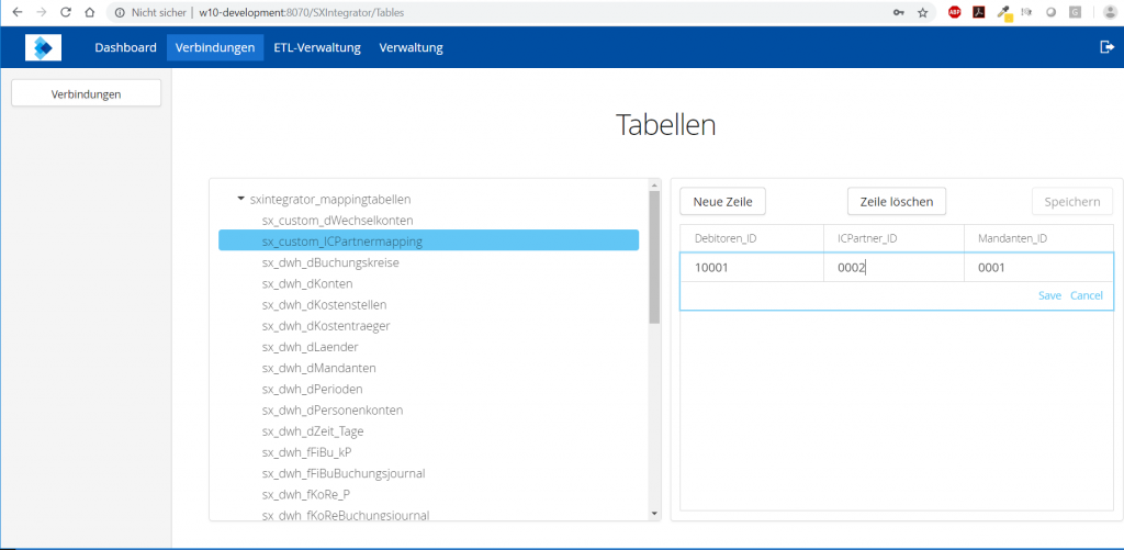 OCT-Webclient Tabellenpflege