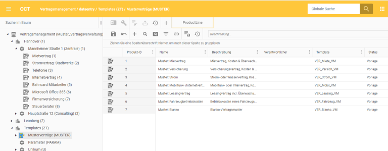 Vertragsmanagement mit OCT: Vertragsvorlagen und Möglichkeit der Erstellung eigener Vorlagen